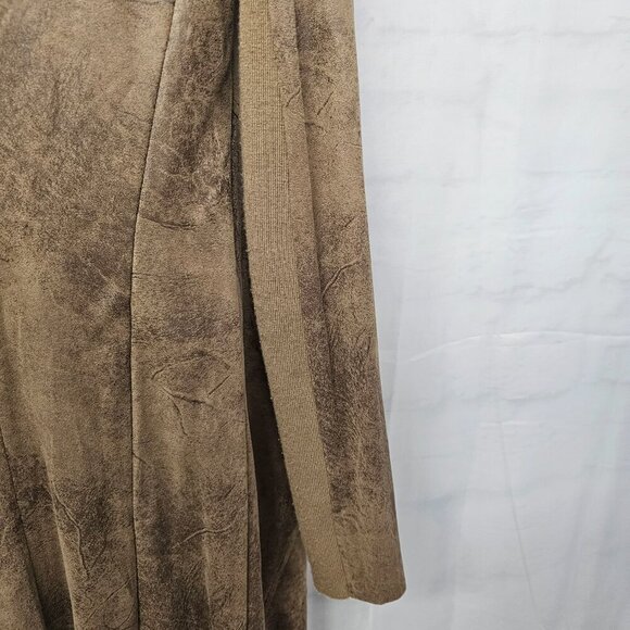 Zara Brown Faux Soft Leather Open Waterfall Boho Western Jacket XS - Picture 9 of 13